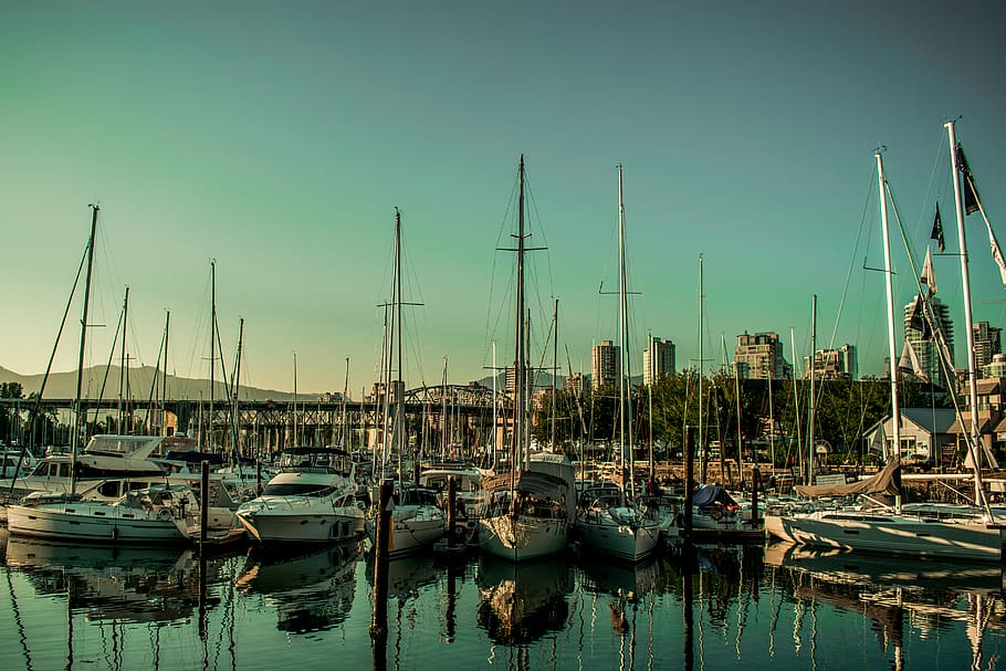 canada, vancouver, granville island, water, boats, yacht, urban