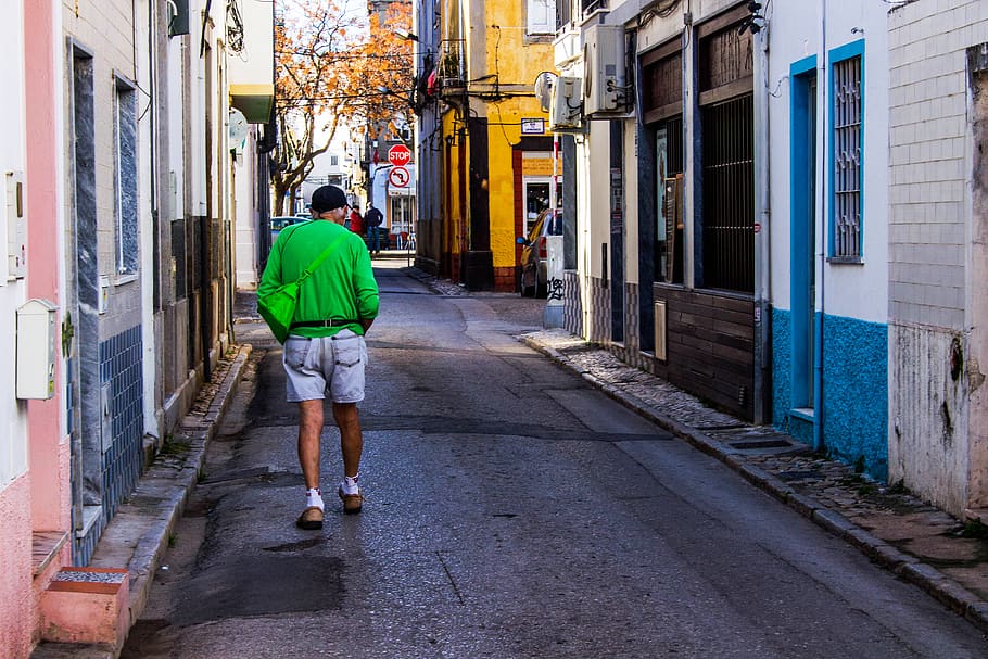 man walking on pathway at daytime, shorts, clothing, apparel HD wallpaper