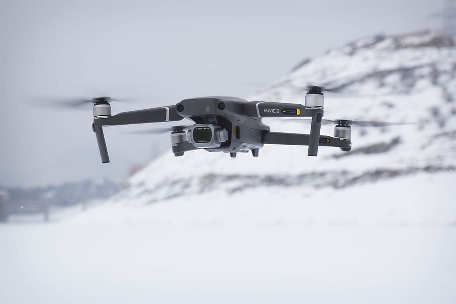 Gray Dji Mavic Drone, camera, drone cam, technology, snow, winter HD wallpaper