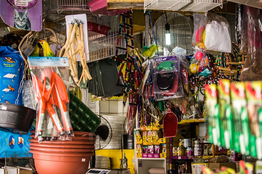 Assorted Item Lot, blur, commerce, hanging, market, marketplace HD wallpaper