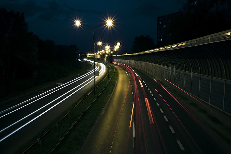 Long-exposure Photo Of Lights, expressway, fast, highway, light streaks HD wallpaper