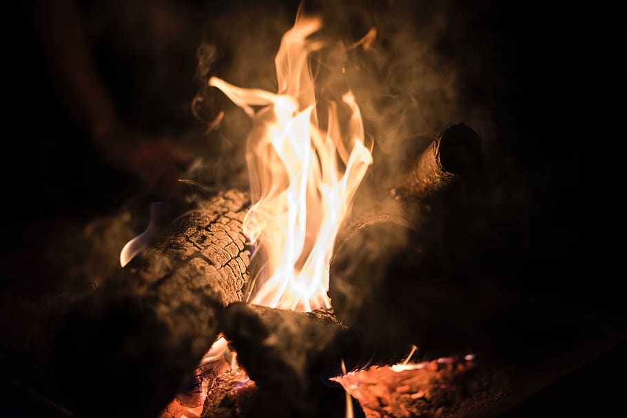 fire, flame, bonfire, campfire, firewood, burn, night, heat HD wallpaper