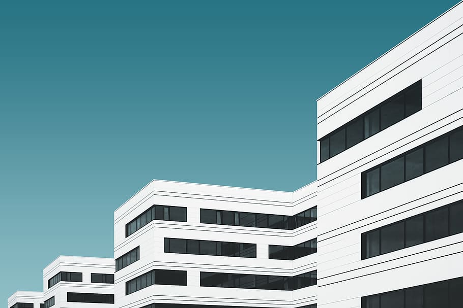 white concrete building illustration, sky, architecture, modern design, HD wallpaper
