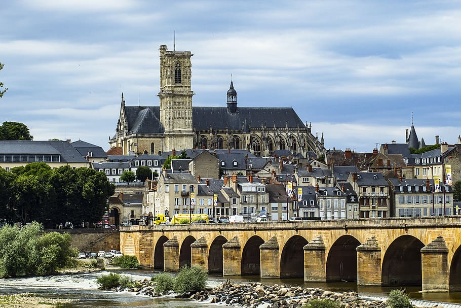 cathedral, nevers, monument, religious, loire, france, built structure HD wallpaper