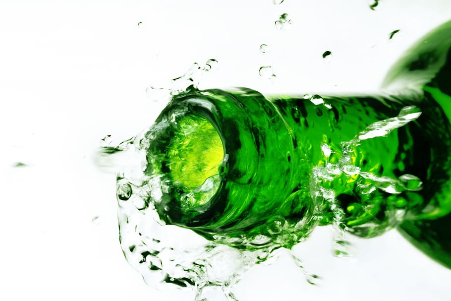 green, water, soda, glass, closeup, isolated, wet, cold, clear, HD wallpaper
