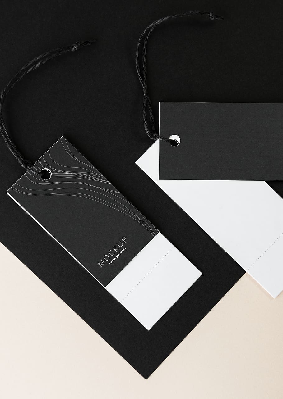 Black and White Mockup Product Tags, advertising, black-and-white