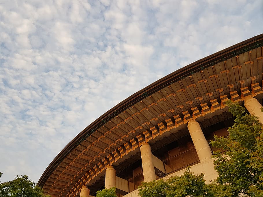 art, eaves, sky, cloud, seoul arts center, roof, the art of HD wallpaper