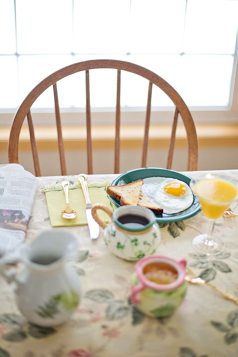 breakfast, fried egg, coffee, table, table setting, food, morning HD wallpaper