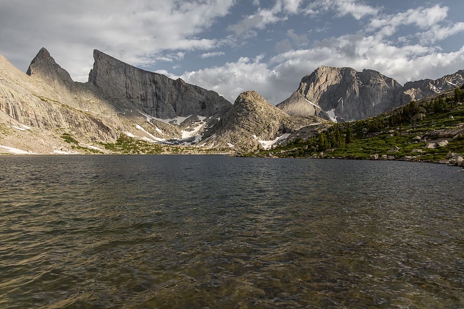 mountains, background, landscape, alpine, wyoming, america HD wallpaper