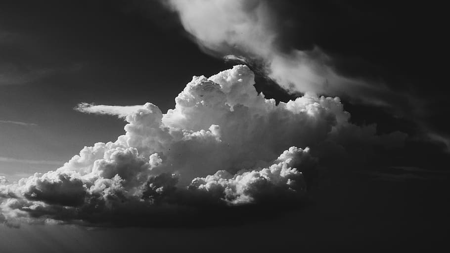 dark, clouds, sky, nature, black and white, cloud - sky, no people HD wallpaper