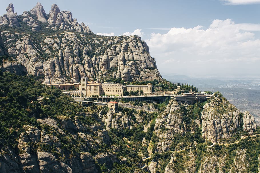 resort, hotel, construction, nature, landscape, mountain, rock HD wallpaper