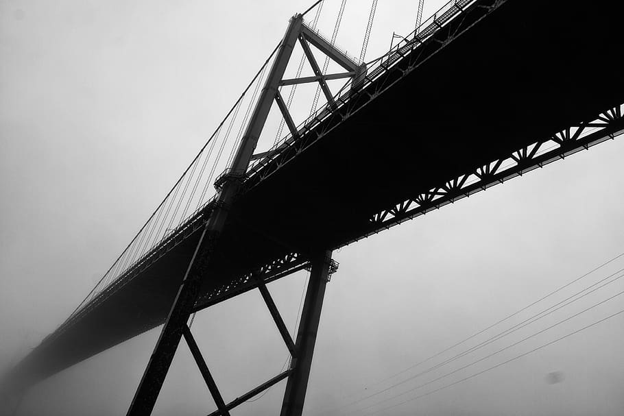 road, building, bridge, way, construction crane, silhouette HD wallpaper