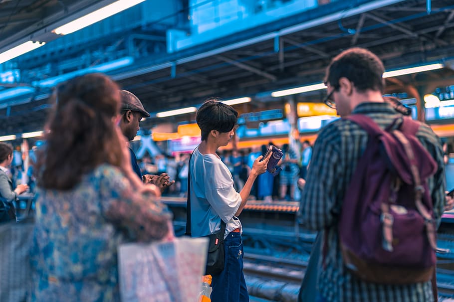 people waiting train at daytime, human, person, japan, harajuku station HD wallpaper