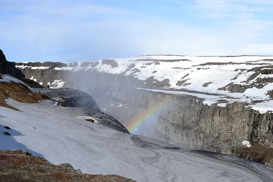 iceland, waterfall, gullfoss, landscape, the picturesque, cascade HD wallpaper