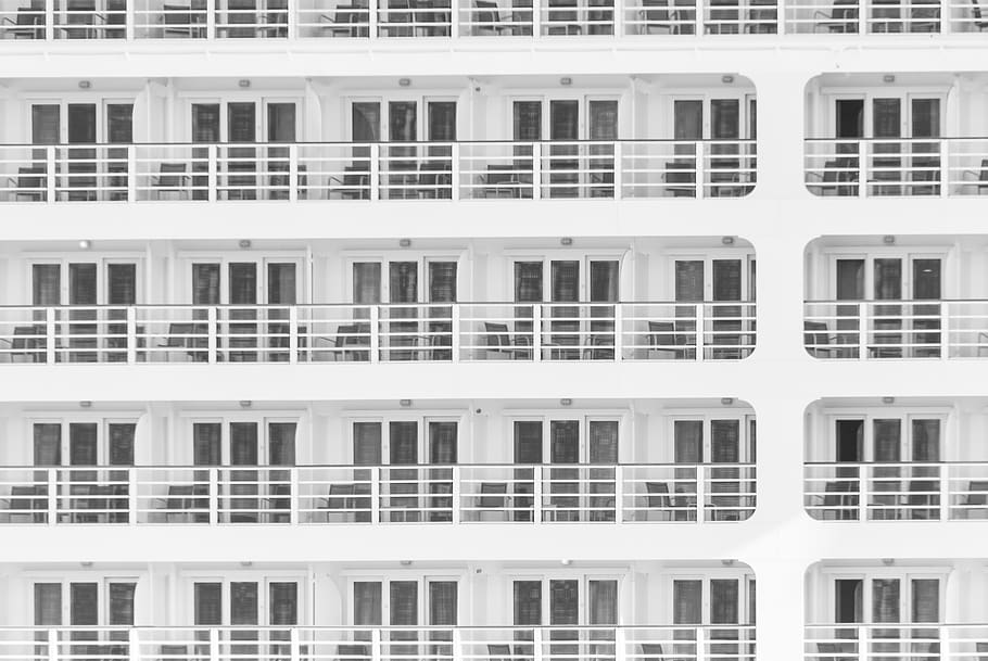 balcony, pattern, doors, ship, chairs, white, full frame, window HD wallpaper