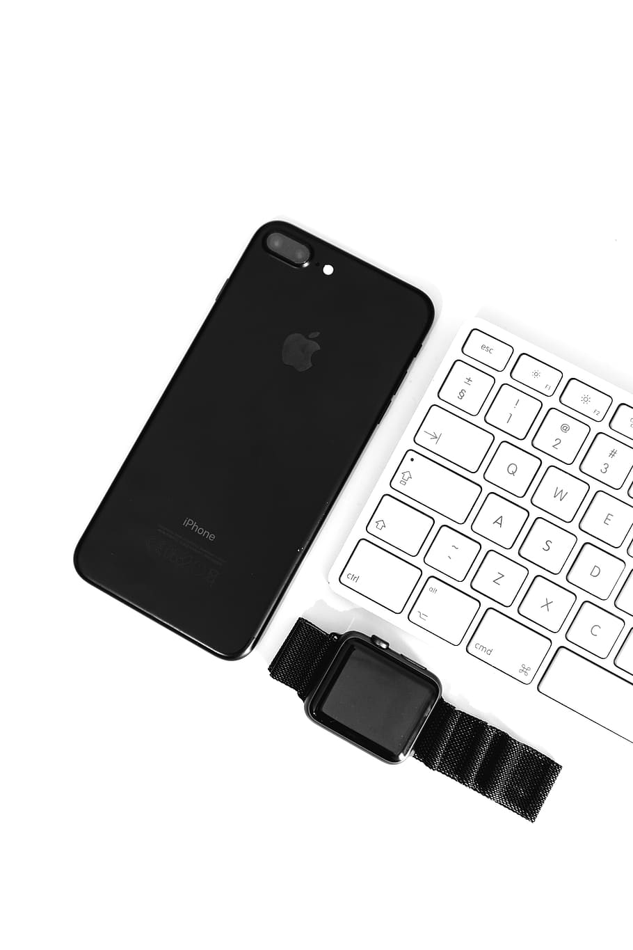 minimal, iphone, apple, keyboard, white, clean, tech, apple watch, HD wallpaper