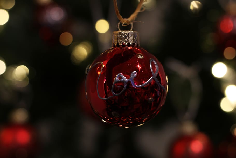 A red XMAS tree ornament., christmas, noel, winter, background HD wallpaper