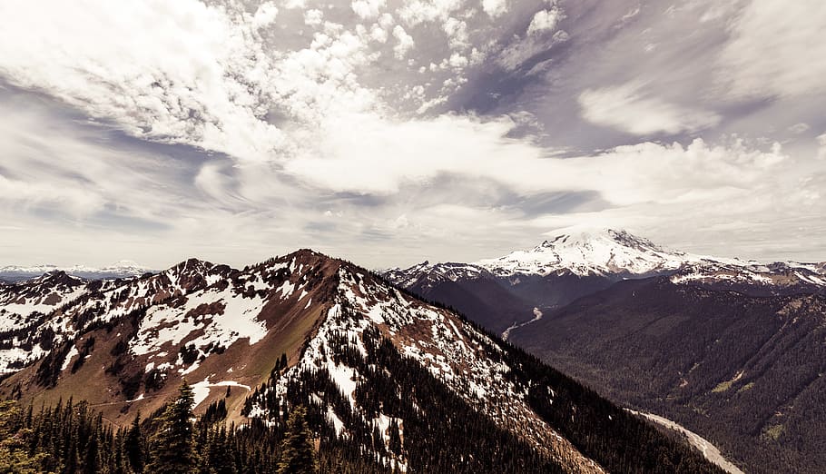 mountain coated with snow, winter, cloud - sky, cold temperature HD wallpaper