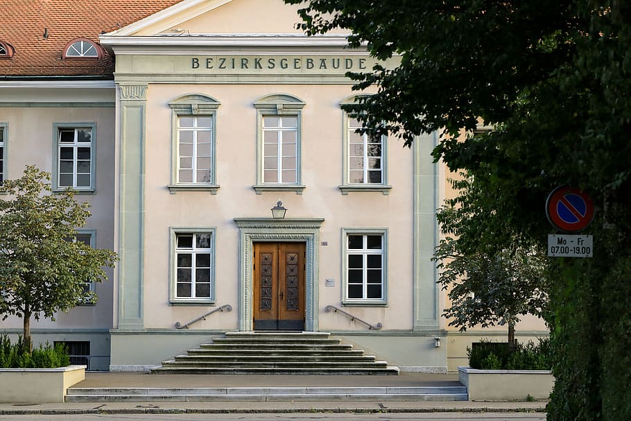 bülach, window, switzerland, bezirksgebäude, building, tree, HD wallpaper