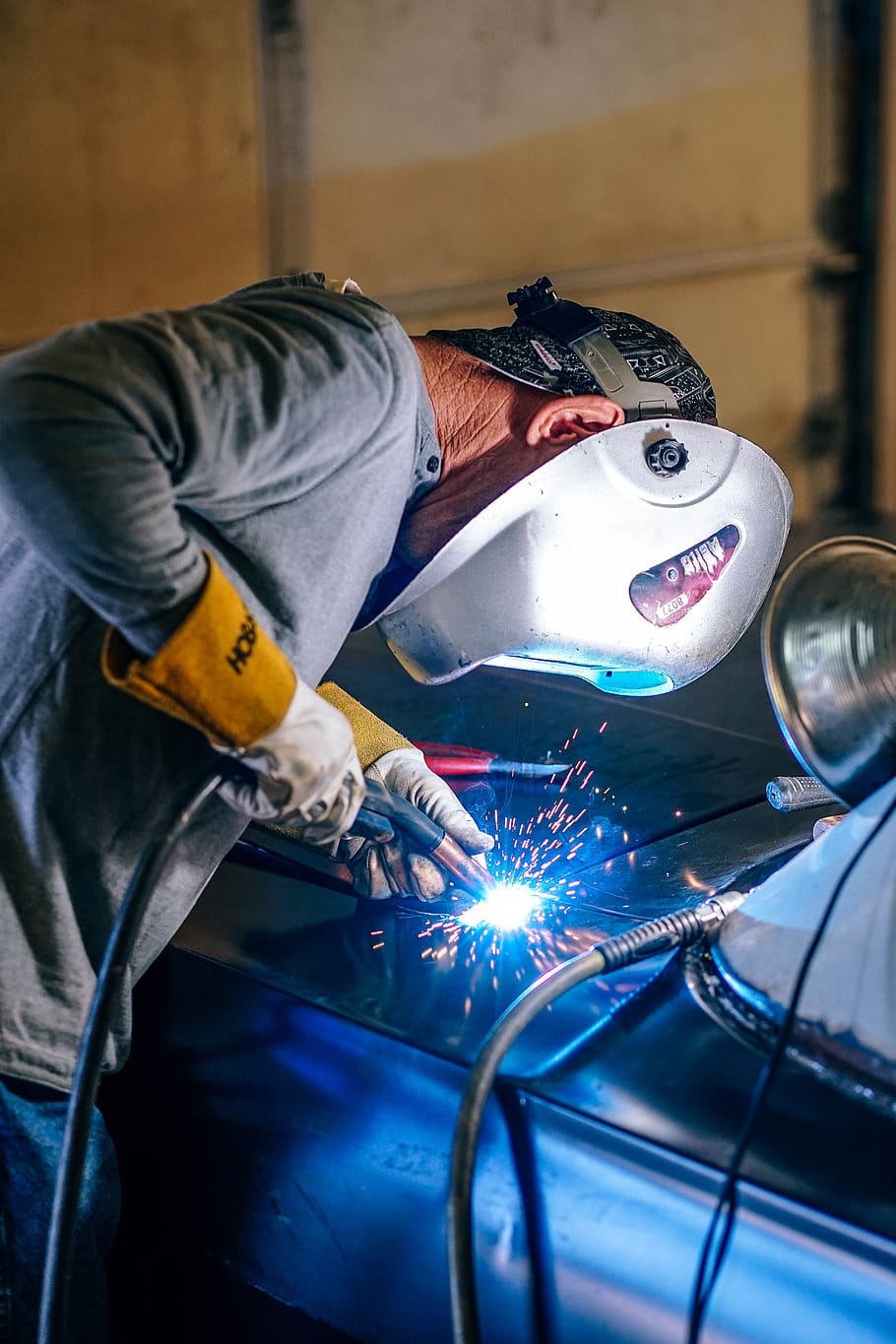 people, man, work, welder, welding, metal, working, indoors HD wallpaper