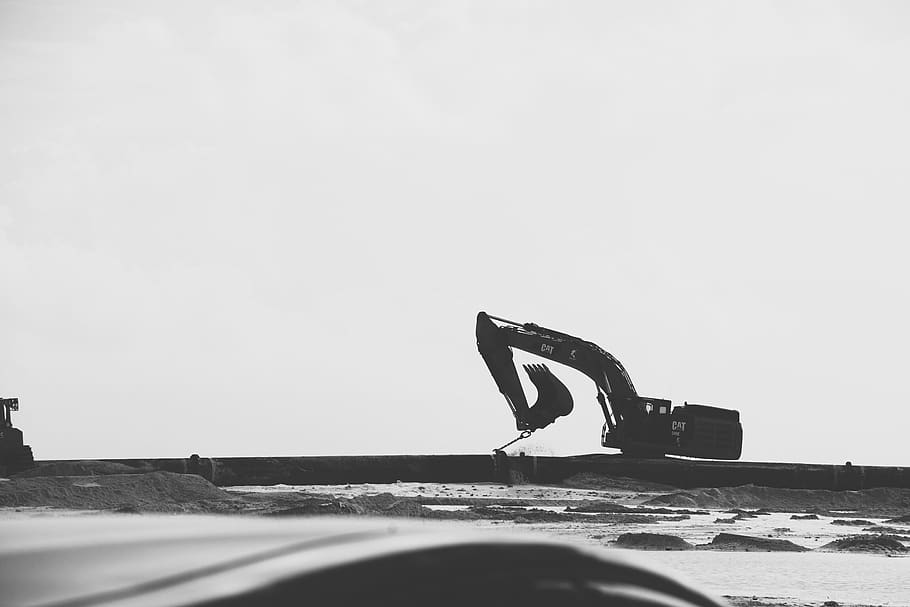 crane, industrial, working, sky, copy space, clear sky, day HD wallpaper