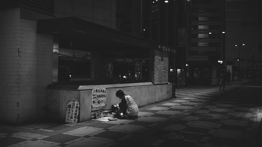 dark, black and white, architecture, real people, built structure HD wallpaper