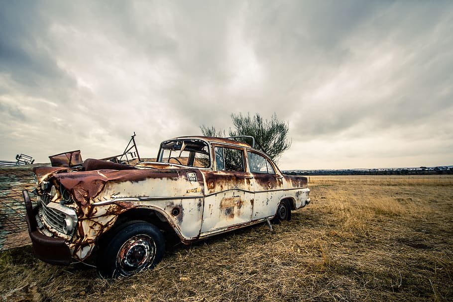 classic vehicle on nowhere, rust, car, transportation, automobile HD wallpaper