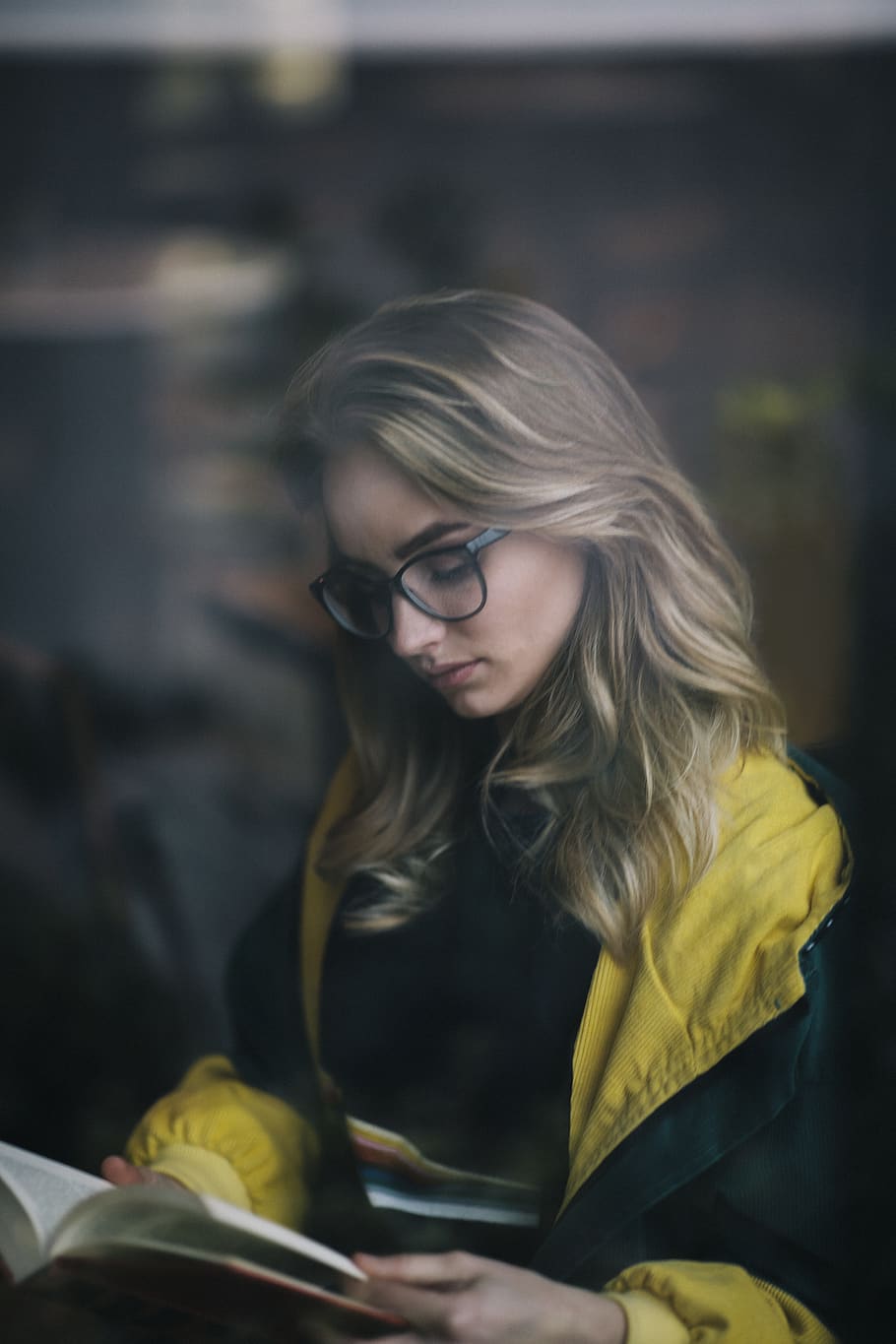 woman reading book, glasses, hair, eyeglasses, young adult, one person HD wallpaper