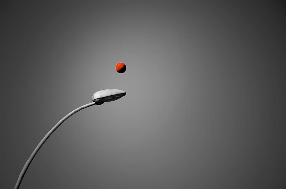 ball, light, orange, black, lights, sky, effect, rolled, studio shot HD wallpaper