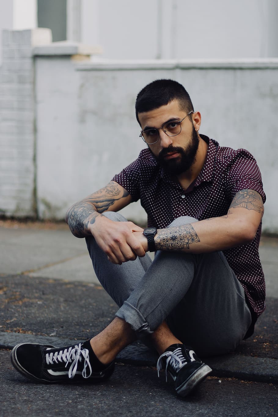 man sitting on gutter while posing, young adult, one person, young men HD wallpaper