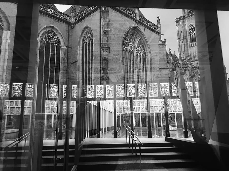 netherlands, deventer, window, reflection, church, low, iphone HD wallpaper