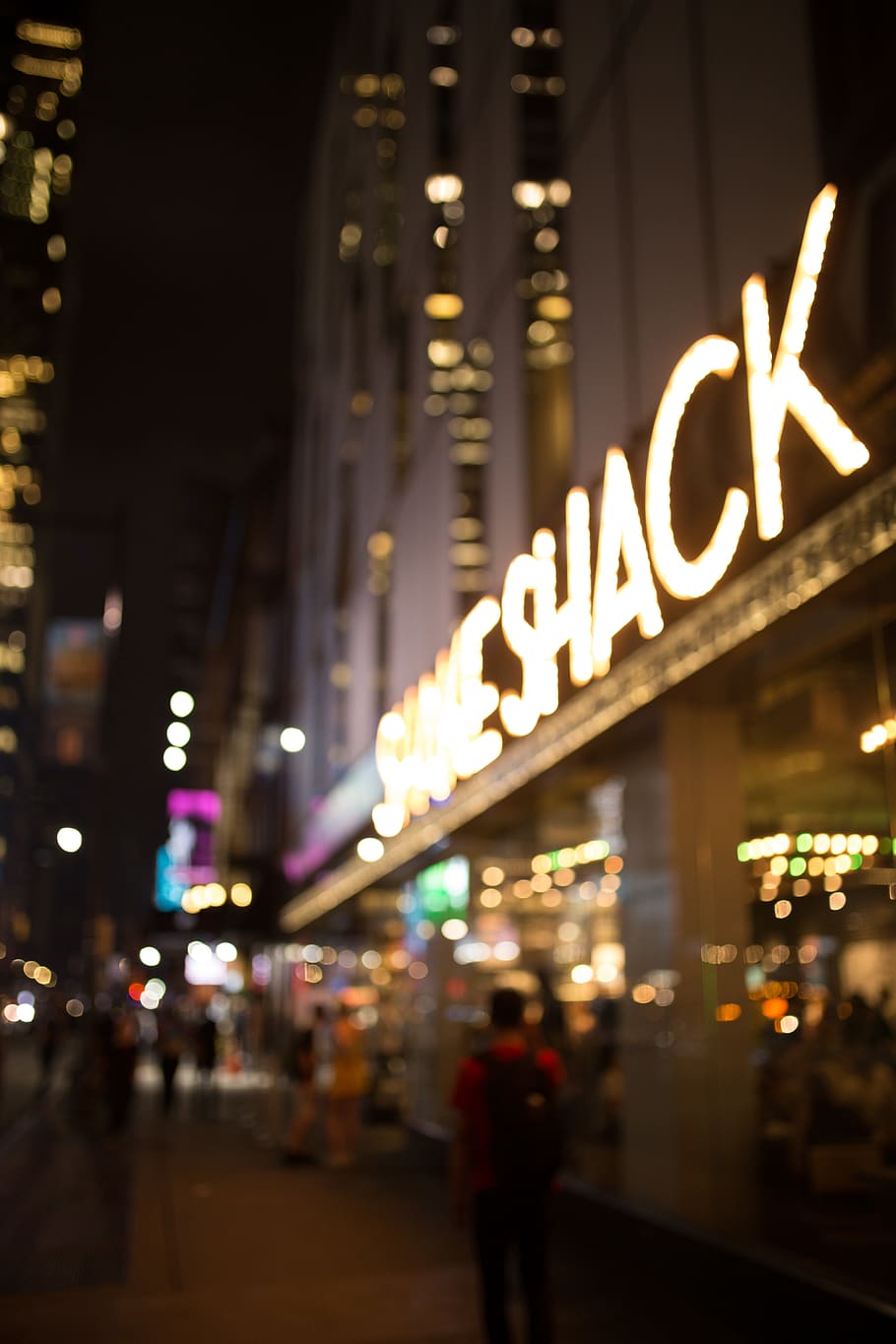 Shake Shack Neon Signage, architecture, blur, city, commerce