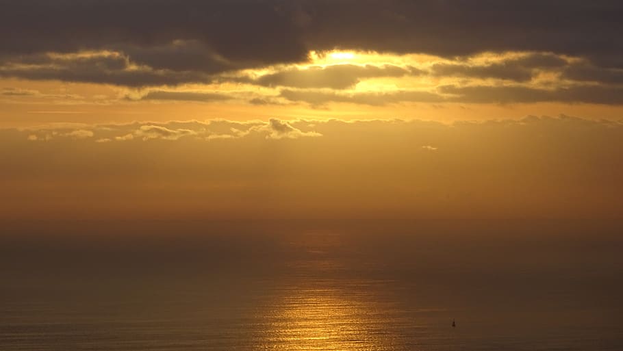 dawn, clouds, sea, sky, landscape, horizon, sunset, water, cloud - sky HD wallpaper