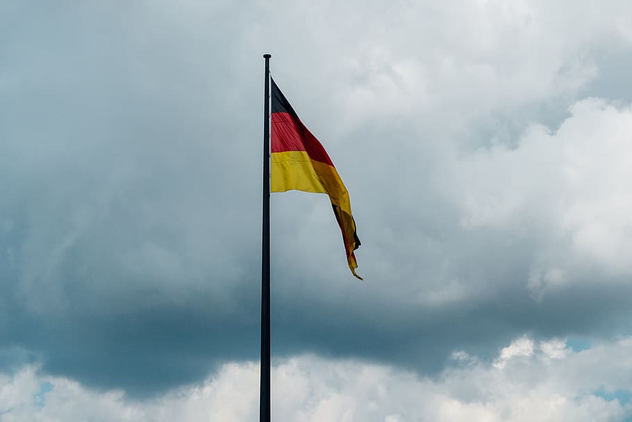 germany, berlin, bundestag, pole, german flag, flag of germany, HD wallpaper