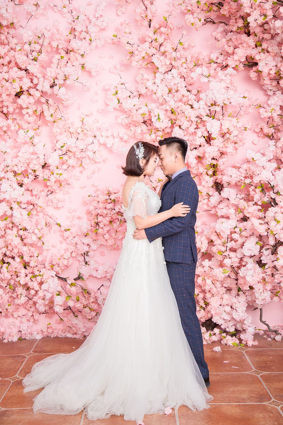 a newly wedded couple, flower, flowering plant, wedding, couple - relationship HD wallpaper