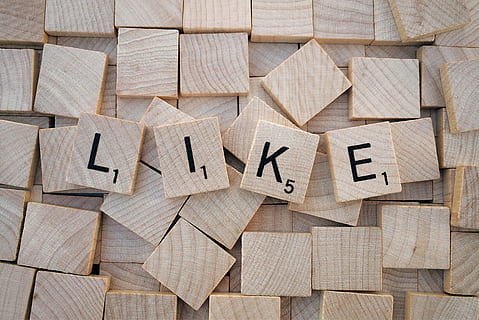 Like Printed on Brown Wooden Scrabble, board game, cubes, design HD wallpaper