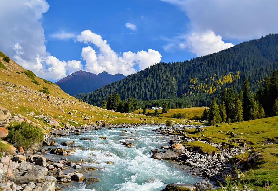 mountain, landscape, nature, clouds, mountains, outdoors, hiking HD wallpaper