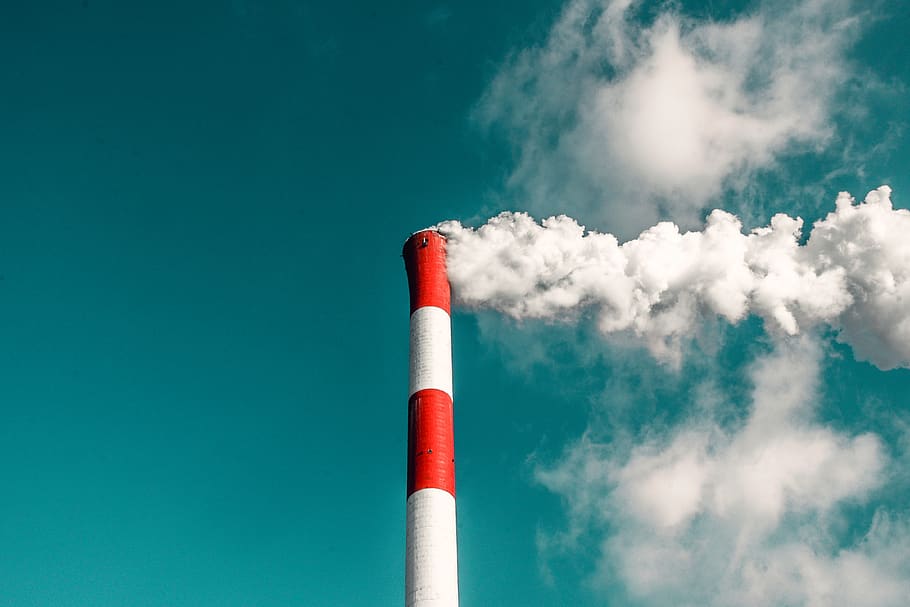 smoke, clouds, sky, tower, structure, infrastructure, smoke - physical structure HD wallpaper