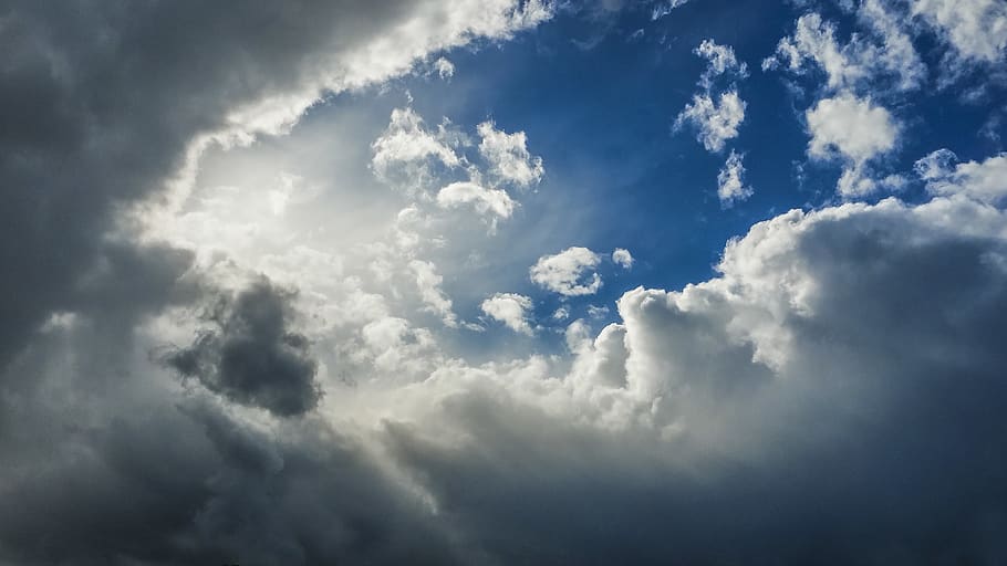 HD wallpaper: Gray Clouds With Blue Sky, atmosphere, beautiful, bright ...