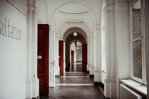 flooring, corridor, indoors, interior design, hallway, museum HD wallpaper