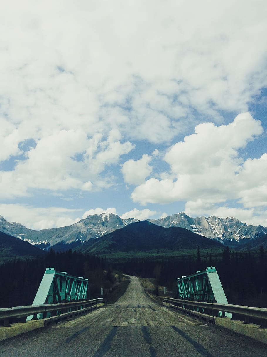 tree, mountain, symmetrical, adventure, forest, canada, street HD wallpaper