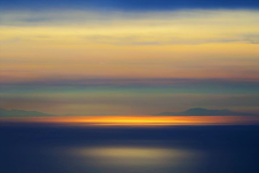 sunset, horizon, sky, clouds, nature, landscape, in the evening HD wallpaper