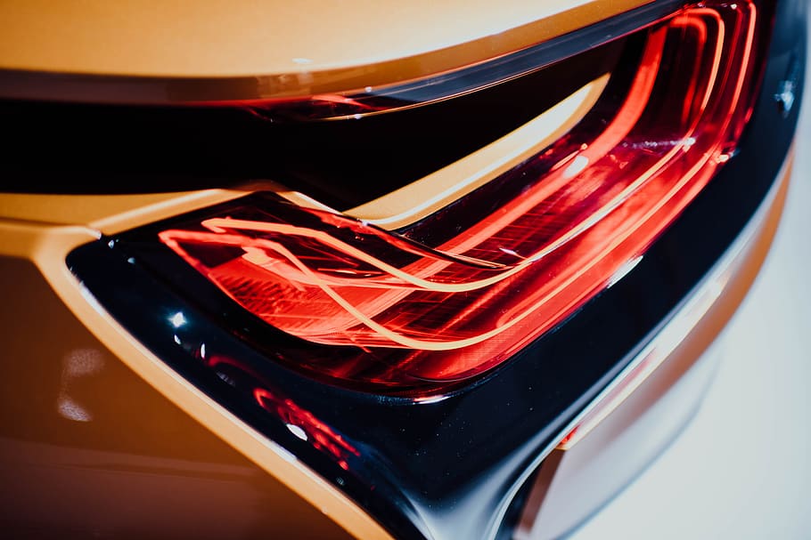 red vehicle taillight, rear light, car, modern design, tech, neon HD wallpaper
