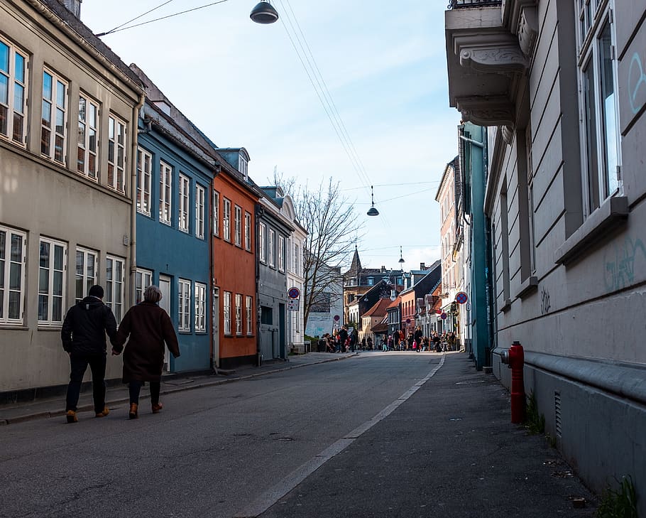 person, human, pedestrian, path, aarhus c, denmark, road, asphalt HD wallpaper