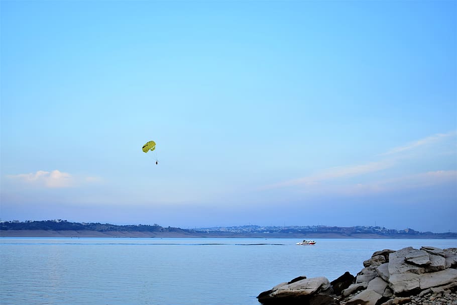 river, bank, sky, water, sea, adventure, scenics - nature, sport HD wallpaper