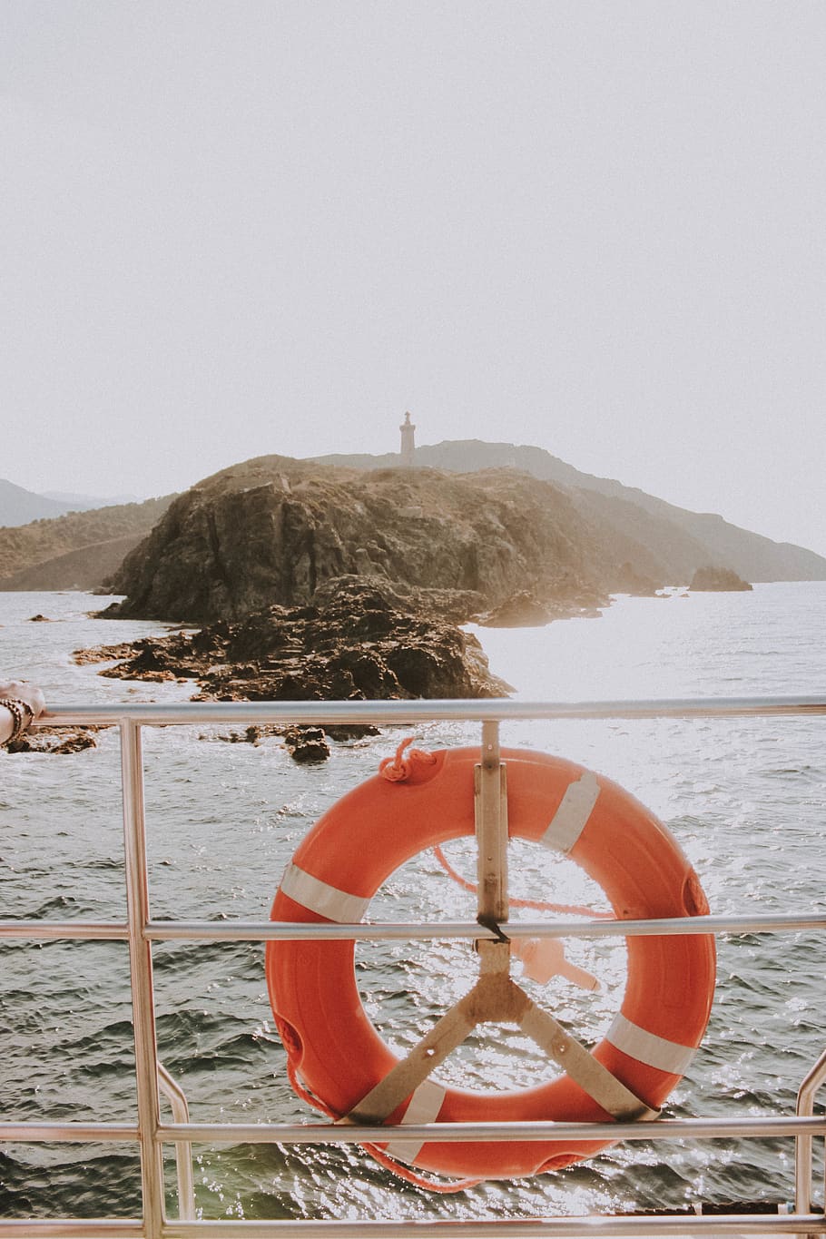 orange buoy on ship, life buoy, boat, watercraft, dinghy, transportation HD wallpaper