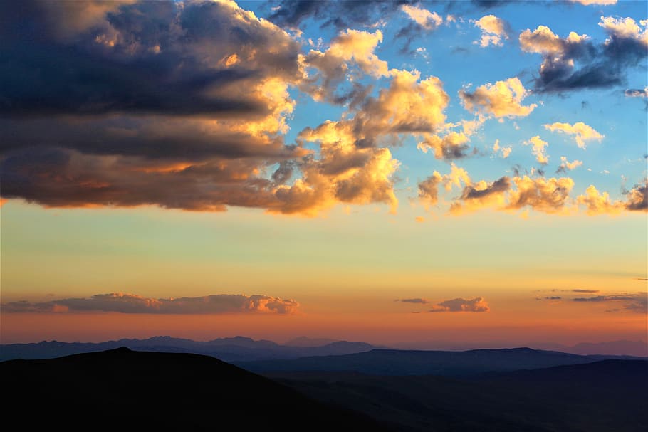 in the evening, sunset, sky, clouds, nature, atmospheric, romantic HD wallpaper