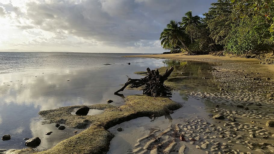 fiji, sunset, sky, beach, ebb, flood, abendstimmung, atmosphere HD wallpaper