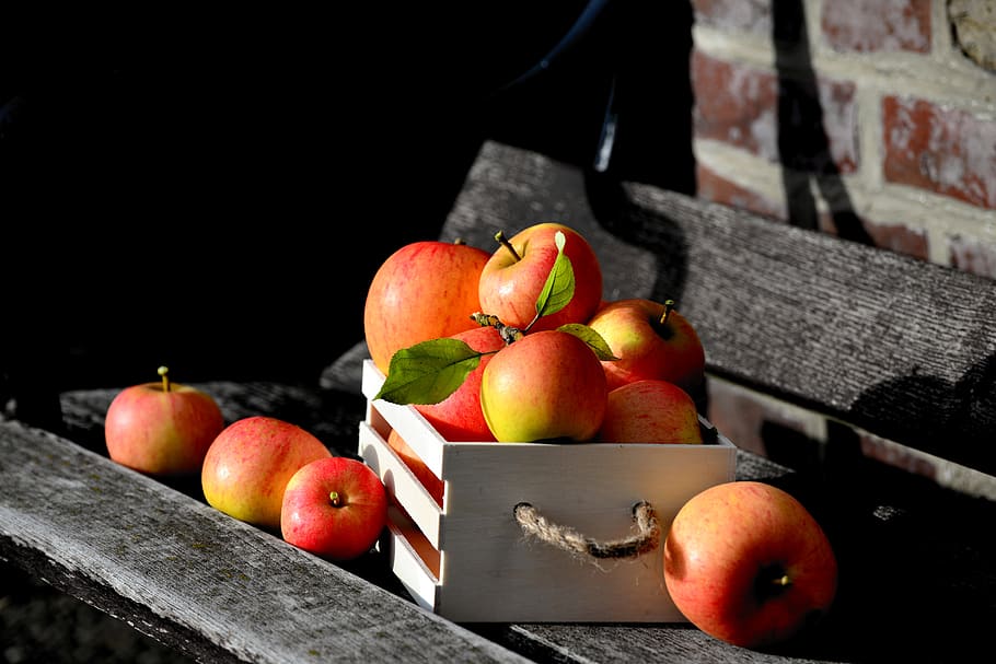 apple, goldparmäne, box, apple crate, fruit, harvest, garden HD wallpaper