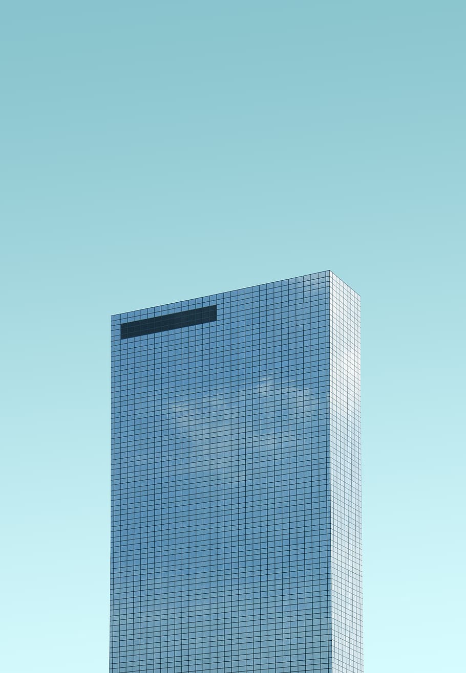 high-rise building photo, tower, skyscraper, reflection, blue HD wallpaper